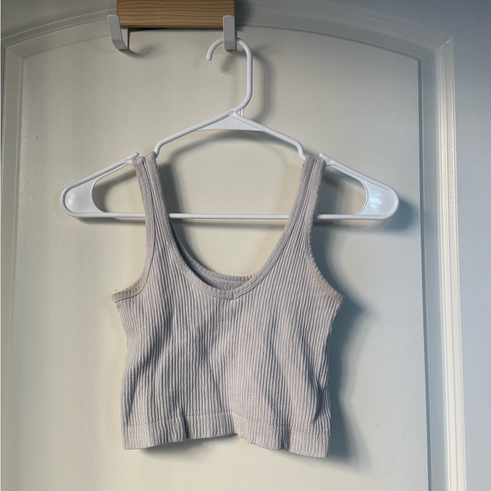 Urban Outfitters Ribbed Cream Crop Top